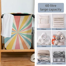 Boho Abstract Geometric Laundry Basket,Foldable with Handles Tote Bag Oxford Cloth for Bathroom Bedroom Dirty Clothes Storage Bucket 16