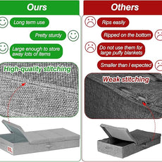 punemi Extra Large Under Bed Storage 65L, 42*16.5*5.8 in Tall underbed storage containers with Lids, Sturdy Closet Organizers and Storage Bins Bags for Blankets Comforter Sweaters Wrapping Paper 2PACK