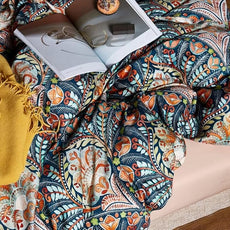 MKXI Blue Comforter Set Queen Pink Paisley Patterned Floral Bedding Comforter Set Boho Bed Quilt Summer Comforter 90