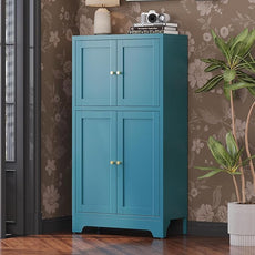 Blue Bathroom Storage Cabinet,Metal Bathroom Cabinet,Navy Blue Storage Cabinets,Bathroom Floor Cabinet with 2 Adjustable Shelves&4 Doors