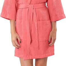 Turquaz Lightweight Short Robes For Women Waffle Kimono Bathrobe - Soft, Fast-Drying, Long-Lasting Cotton Blend