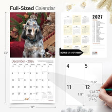 RED EMBER English Setters 2026 Wall Calendar 12 Month | 12