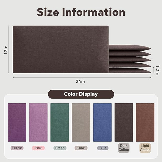 12-Piece Dark Brown Linen Upholstered Headboard King Size, Wall Mounted Panels Set, Elegant Fabric Headboard for Master Suite