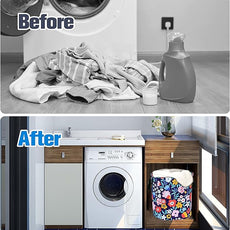 Folk Floral Art Laundry Basket Beautiful Flowers Foldable Oxford Cloth Funny Tote Bag Laundry Hamper Clothes Storage Bucket Organizer For Bathroom/Laundry Storage/Bedroom 17.7x13.7 Inch