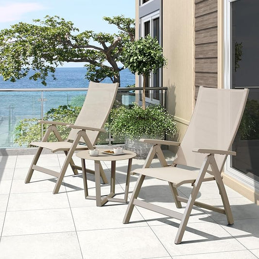 Adjustable Folding Chair, Indoor Bedroom, Outdoor Balcony, Patio, Courtyard Swimming Pool, Porch, for Comfortable Foldable Lounge Chair, Portable Cozy Recliner, Metal Frame