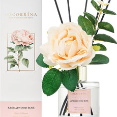 Cocorrina Reed Diffuser Set, Flower Reed Diffuser Sandalwood Rose 6.7 oz, Scented Diffuser with Sticks Home Fragrance Essential Oil for Bathroom Shelf Decor, Living Room, Large Room, 1pack
