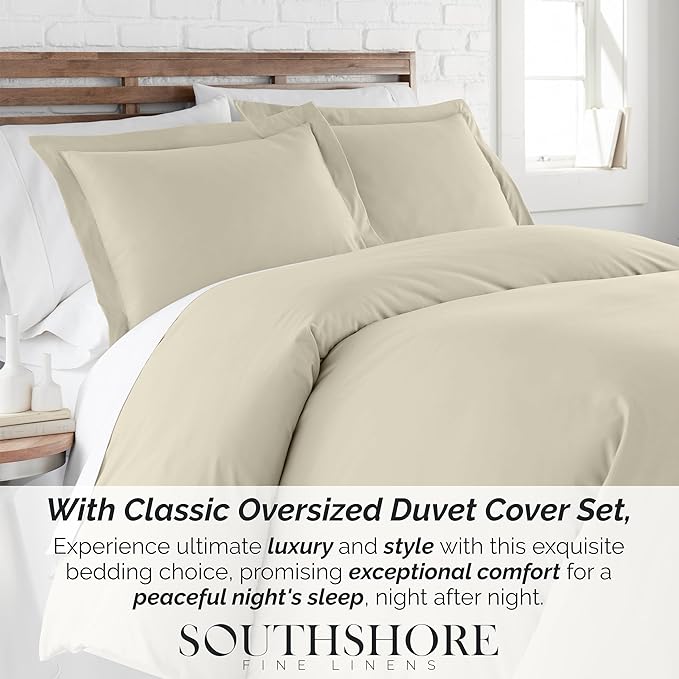Southshore Fine Living, Inc. Premium Collection Twin Duvet Cover Bedding Set, Soft Bone Duvet Cover Bedspread 2-Piece with one Matching sham (69 in Wide x 98 in Long), Bone, Twin/Twin XL