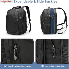 Swissdigital Design Travel Laptop Backpack, 35L Expandable Large College Laptops Backpack with USB Charging Port for Men and Women Fits 17 Inch Notebook, Black | SD1671-01