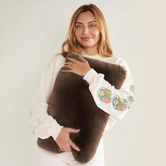 UnHide Squish Lumbar Pillow - Faux Fur Pillow - Extra Soft Throw Pillow - Rectangular Shaped, Polyester Fill - Machine Washable - Perfect for Living Room Or Bedroom - 10” x 18” - Chocolate