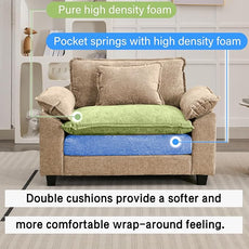 Modular Sectional Sofa, Comfy Cloud Couch Sectional Sofa, Chenille Sofa Sleeper Deep Seat Sofa with Throw Pillows for Living Room (Khaki, 53
