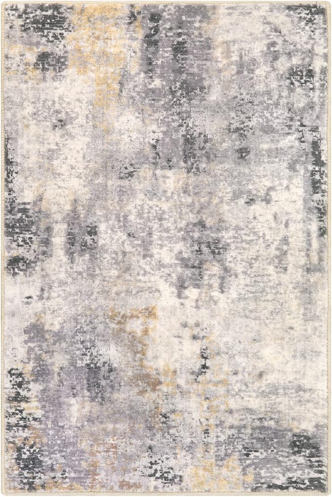 Lahome Modern Abstract Area Rug - 2x3 Small Gray Bath Rug Soft Washable Non-Slip Contemporary Entryway Rug, Throw Doormat Indoor Entrance Floor Accent Carpet for Kitchen