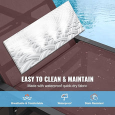 VEVOR 2 Pcs Chaise Lounge Chairs Outdoor, Aluminum Patio Lounge Chair with Adjustable 5-Position, Folding Pool Chairs Recliner and Full Flat Tanning Chair for Patio, Beach, Pool, Brown, 2 pcs