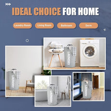 Caroeas 125L Laundry Basket,Large Laundry Hamper, Laundry Bag with Padded Handles, Clothes Hamper Stands Up Well, Collapsible Free Standing Easy Storage Washing Bin (Light Grey,125L)
