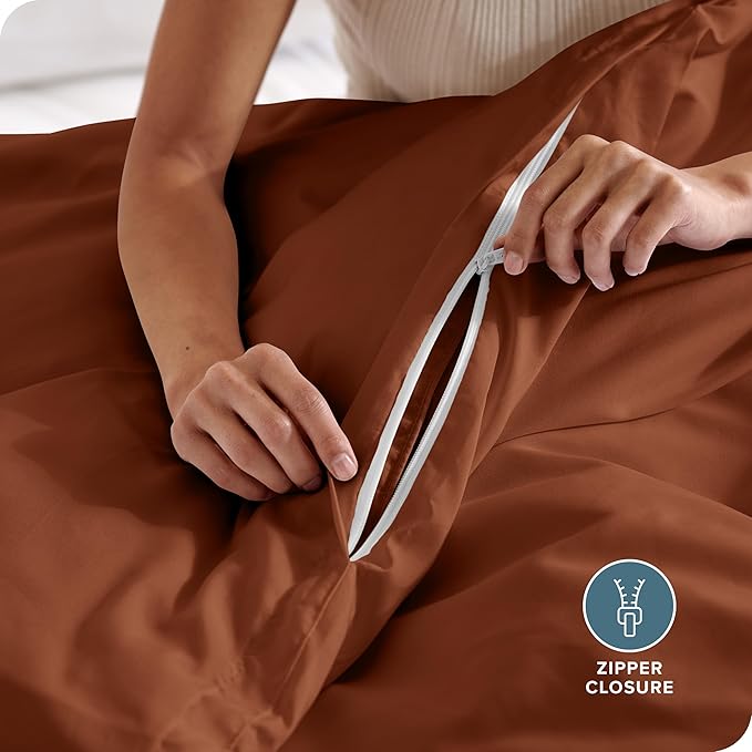 Bare Home Bedding Duvet Cover King Size - Premium 1800 Super Soft Collection - Lightweight, Cooling - Soft Breathable Bedding Duvet Cover (King, Terracotta)