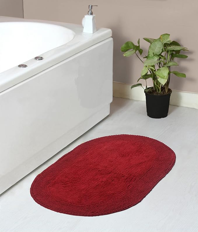 Home Weavers Double Ruffle Collection 100% Cotton Bathroom Rugs Set, Washable Rug, Extra Soft and Absorbent Bath Rug, Kitchen Mat, Bath Mat Set, Bath Floor Mat Non Slip, 21"x34" Rectangle, Red