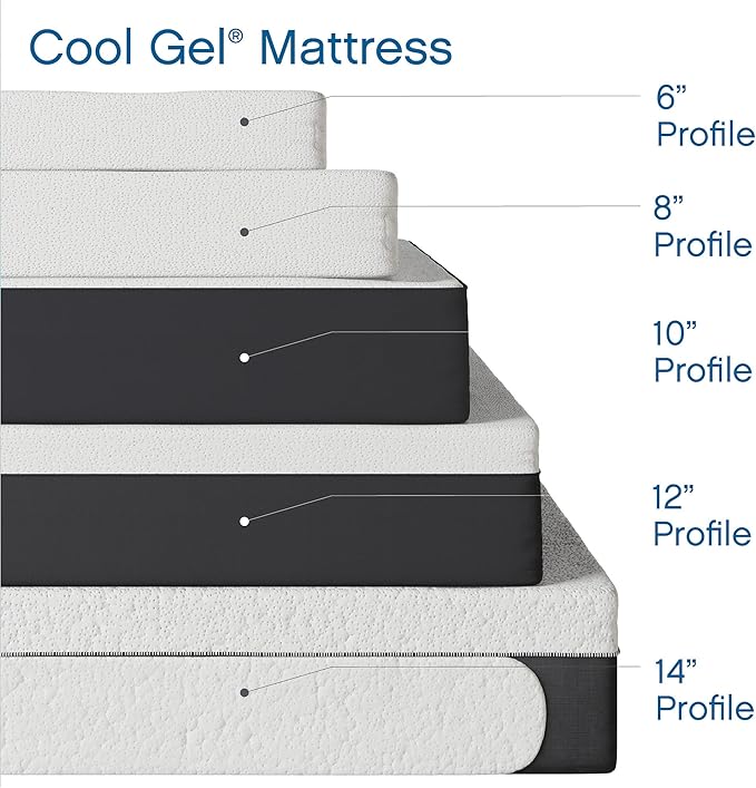 Cool Gel 10 Inch California King Memory Foam Mattress Medium Firm, King Size Memory Foam Mattress Cooling, Made in the USA, 10" Depth with Pressure Relief, CertiPUR-US Certified, CoolGel Bed
