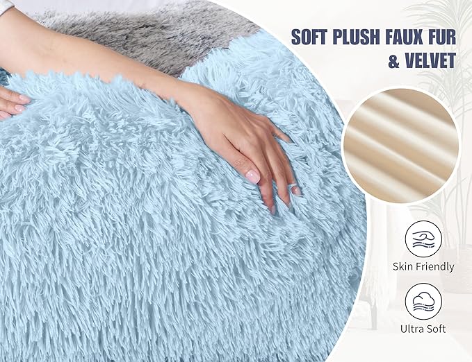 Thin Neck Pillow for loft Bed 20x54 Adjustable Back Decorative Pillows for Bed Blue Snuggle Pillows for Adults with Large Body Pillow Covers Machine Washable