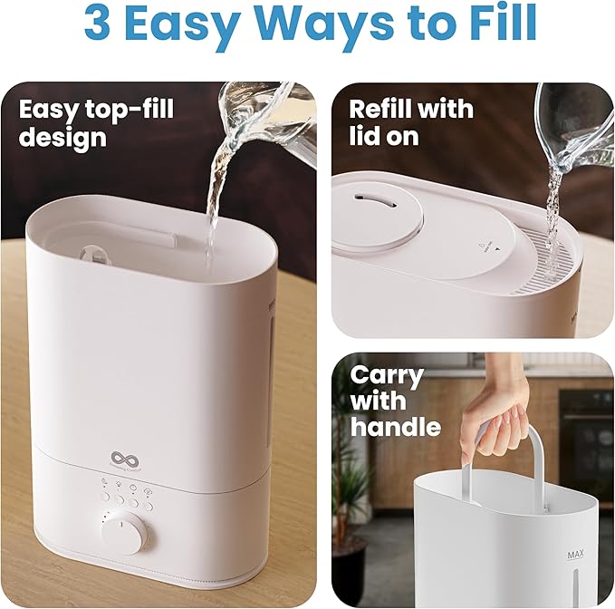 Everlasting Comfort 6L Humidifier Large Room, High Mist Output 60 HR Runtime Ultrasonic Top Fill Humidifiers for Bedroom, Easy to Use & Clean for Home, Baby Humidifier, Plants, Congestion, Indoor
