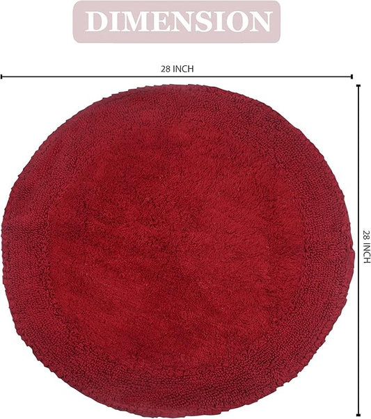 Home Weavers Double Ruffle Collection 100% Cotton Bath Rug, 28" Round – Soft, Absorbent, Non-Slip Bathroom Mat, Washable Floor Rug for Bathroom or Kitchen, Red
