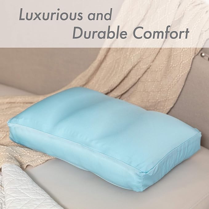 Cover Only for Premium Microbead Bed Pillow, Medium Extra Smooth - Ultra Comfortable Sleep with Silk Like Anti Aging Cover 85% Spandex/ 15% Nylon Breathable, Cooling Sweet Baby Blue