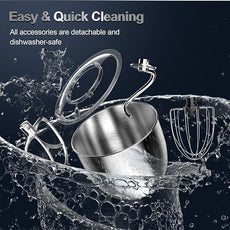 Stand Mixer, 6.5QT 10-Speed Tilt-Head Electric Stand Mixer, 3-In-1 Kitchen Mixer with Bowl, Dough Hook, Whisk and Beater, Food Mixer for Baking, Cake and Most Home Cooks, Black