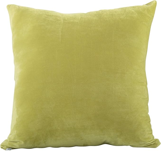 EVOLIVE Soft Micromink, Faux Fur, Faux Velvet Euro Sham Cover Pillowcase Replacement with Zipper Closure (26"x26" Euro Sham, Lime)