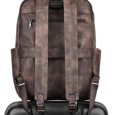 MASINTOR 15.6 inch PU Leather Laptop Backpack Purse for Women, Large College Casual Backpack Travel Bag Retro Coffee