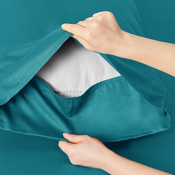 Bedsure Full Size Bed Sheets, Cooling Sheets, Rayon Derived from Bamboo, Breathable & Soft, Deep Pocket Up to 16 Inches, Hotel Luxury Silky Bedding for Hot Sleepers, Turquoise