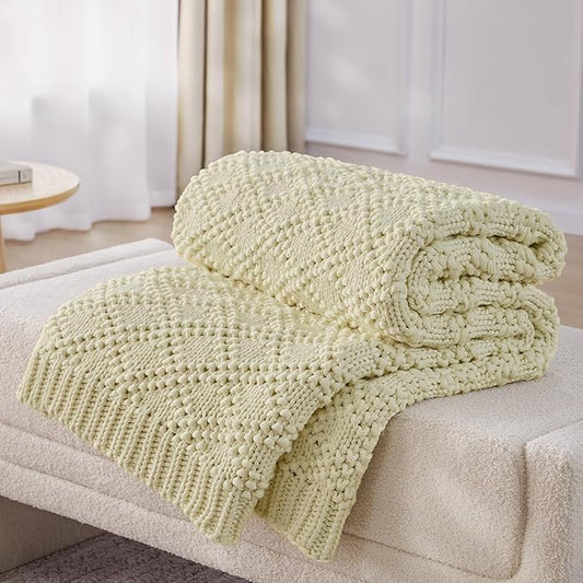 Knitted Weighted Blanket for Adult, Chunky Knit Weighted Throw for Sleep 48"*72" 12lbs, Cooling Breathable Heavy Blanket for Hot Sleepers, Machine Washable Blanket for Room Decor(Cream White)