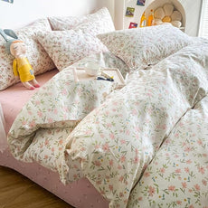 MKXI Garden Floral Comforter Twin XL Peach Blossom Pink White Floral Comforter Set Twin Size Botanical Bedding Comforter Pink Flowers Print Comforter Vintage Farmhouse Bed Comforters
