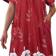 Ekouaer Women Robe Zipper Front Mumu Duster Robes Zip Up Housecoat Soft Sleepwear with Pockets