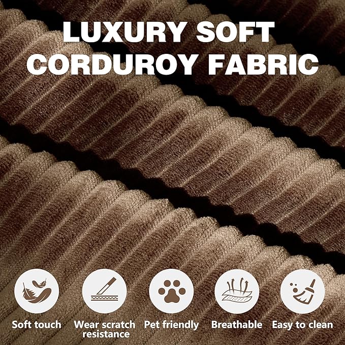 78.8" Convertible Sofa Bed -Compression Sofa with Corduroy Fabric - with Armrests and Backrest - Modular Sectional for Living Room, Bedroom, Studio - Compression Sofa in Box (Brown)