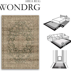 2x10 Washable Vintage Runner Rug Green Brown Hallway Kitchen Carpet Non-Slip Soft Low Pile Distressed Throw Rug for Bedroom Bathroom Laundry Living Room