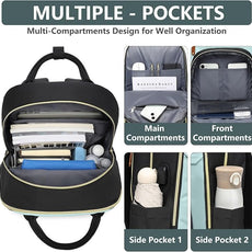 Laptop Backpack for Women Work Bookbag: 15.6 Inch College Backpacks with USB Charger School Bag Waterproof Travel Computer Back Pack Anti-Theft Casual Bookbags for Girls Teacher Nurse Black-Light-Blue