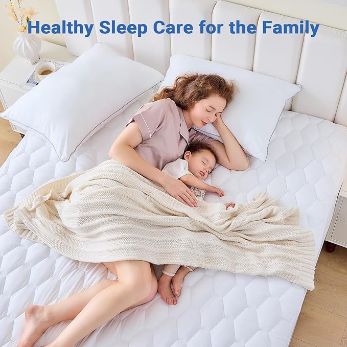 MUXHOMO California King Size Mattress Protector, 100% Waterproof Quilted Mattress Cover Cal King Size Bed, Noiseless Soft & Cooling King Mattress Pad Cover, Deep Pocket 6"-21", White