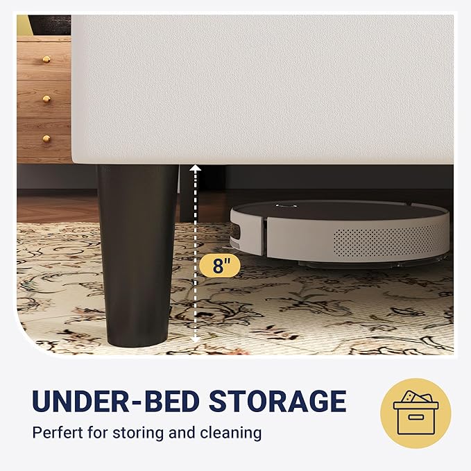 Allewie Queen Size Platform Velvet Bed Frame with Geometric Wingback Headboard, Boho Upholstered Bed with Wooden Slats Support, No Box Spring Needed, Easy Assembly, White