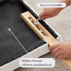 Kingfun Tufted Upholstered Full Size Bed Headboard in Modern Button Design, Adjustable Solid Wood Head Board, Premium Velvet Fabric Padded Headboards in Bedroom (White)