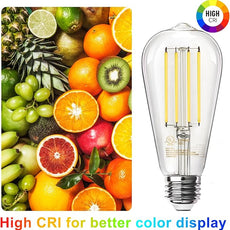 TJOY 10 Pack Vintage 8W ST58 LED Edison Light Bulbs, Dimmable, 60W Equivalent, 800Lumens, 2700K Warm White, E26 Base LED Filament Bulb, CRI80+, Antique Glass Style for Home, Bedroom, Office, Farmhouse