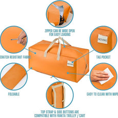 VENO 10 Pack Moving Bags w/Backpack Straps, Heavy Duty, Moving Boxes Alternative, Packing Supplies, Large Storage Totes for Dorm Room Essentials with Zipper (Seasonal Autumn Orange, 10 Pack)