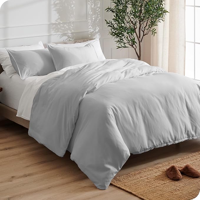 Bare Home Bedding Duvet Cover California King Size - Premium 1800 Super Soft Collection - Lightweight, Cooling - Soft Breathable Bedding Duvet Cover (Cal King, Cloud Grey)