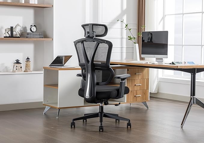 Ergonomic Mesh Office Chair 400LBS Big and Tall Desk Chair Ergonomic Office Chair with Lumbar Support, Comfortable Computer & Gaming Chair, Black
