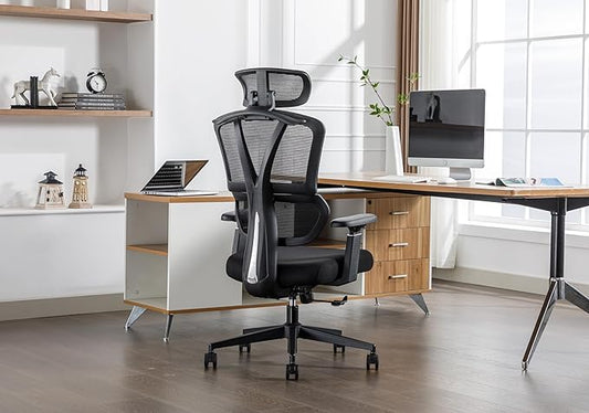 Ergonomic Mesh Office Chair 400LBS Big and Tall Desk Chair Ergonomic Office Chair with Lumbar Support, Comfortable Computer & Gaming Chair, Black