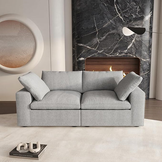 Cloud Modular Sectional Sofa Couch,80.3" Convertible Couches Lovesofa for Living Room,Minimalist Deep Sofa Couches,Sofa Covers Washable&Replaceable(Grey)