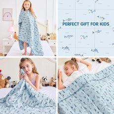 yescool Shark Weighted Blanket 3 Pounds Cooling Weighted Lap Blanket, Heavy Blankets for Sleeping, Weighted Throw Blanket Gift for 20-40lbs, 36