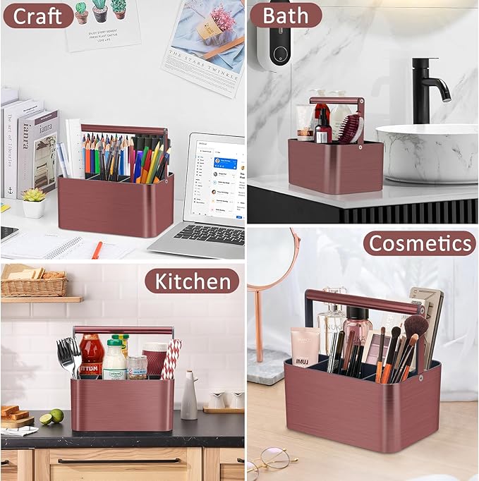 Shower Caddy Portable for College Dorm Room Essential, Bathroom Caddy Organizer with Handle and Adjustable Dividers, Shower Storage Tote, Plastic Shower Basket Bin for Shampoo Toiletry