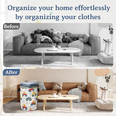 Cute Truck Laundry Basket,Foldable Oxford Cloth Laundry Hamper With Handle, 20.8