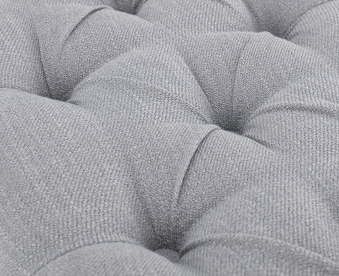 chairus Shoe Rack Bench Storage Vintage Bedroom Padded Bench Seat End of Bed, Fabric Tufted Farmhouse French Entryway Bench with Wood Legs for Hallway Foyer, Gray