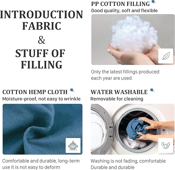 11 lbs Thickened Headboard Pillow Wedge Pillow Headboard Reading Pillow Bed for Comfortable Backrest Reading Triangular Pillow with Side Pocket for Sitting in Bed Cotton Linen Blue Queen