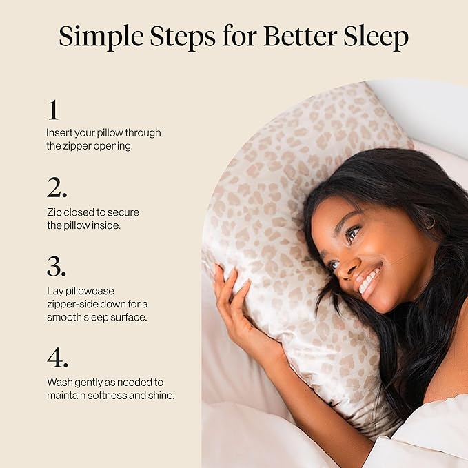 Kitsch Satin Pillowcase with Zipper for Hair & Skin, Softer Than Silk Pillow Cases Queen, Wrinkle-Free, Smooth and Cooling Satin Pillow Covers, Standard Size 19"x26", Leopard