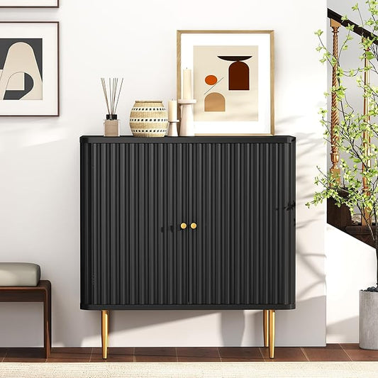 32" Sideboard Buffet Cabinet with Storage,Modern Accent Cabinet with 2 Door and Removable Shelves,Credenza Buffet Table for Living Room,Dinning Room,Entryway,Black